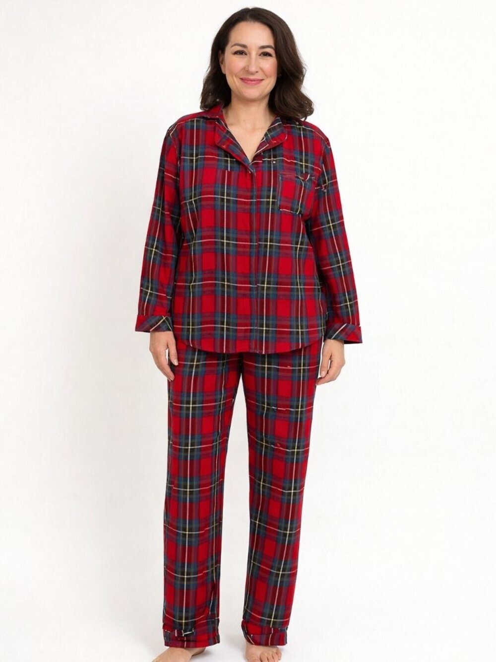 Victoria’s Secret Red Plaid Pajama Set XL – Metallic Gold Detail, Cozy Lounge